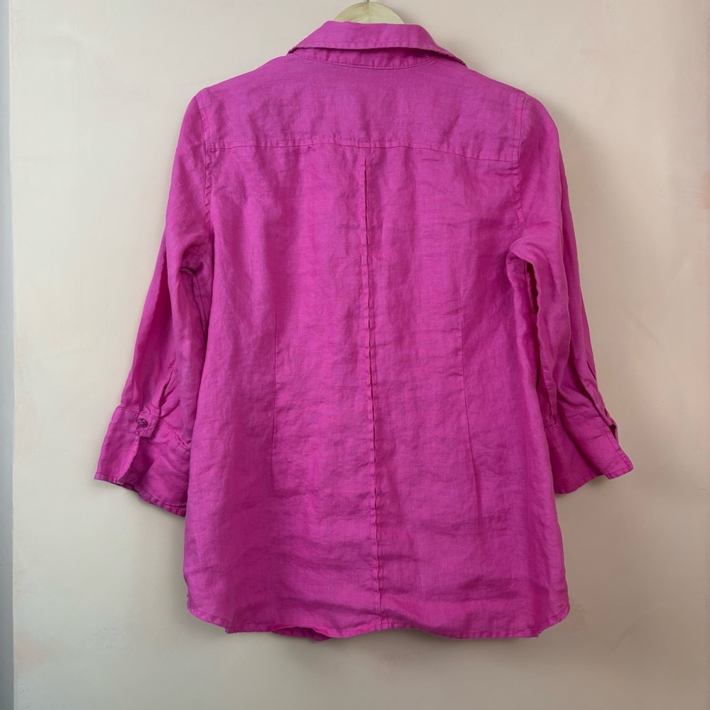 Susan Bristol Women’s Pink 100% Linen Blouse XL Beach Lagenlook - Picture 9 of 13
